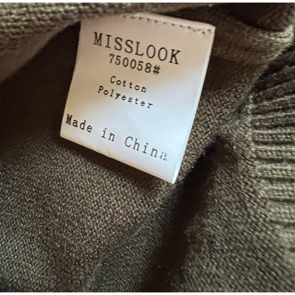 Misslook Womens Cardigan Sweater Size M Brown Fair Isle Button Up Long Sleeve - Picture 6 of 8